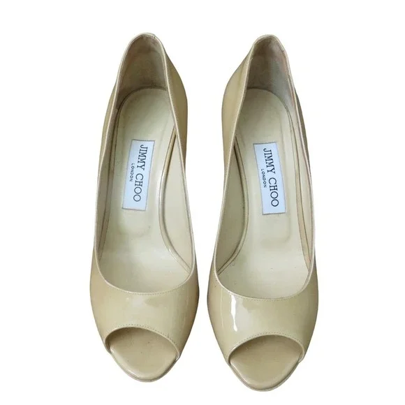 Jimmy Choo Peep Toe Pump - Tan - Size 37 - Picture 4 of 10